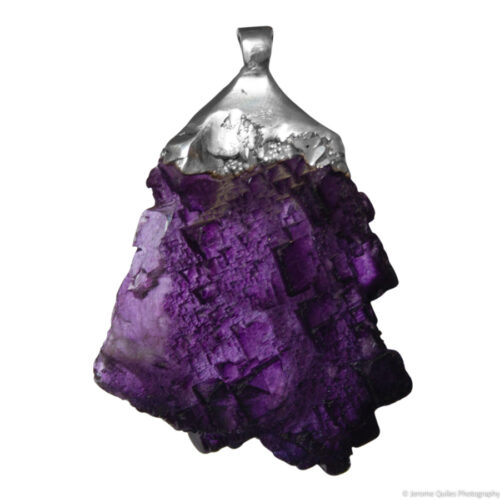 Large Purple Fluorite Silver Pendant