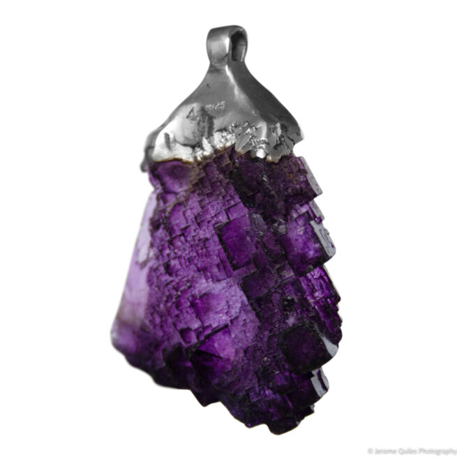 Large Pendentif Argent Fluorite Mauve – Image 3