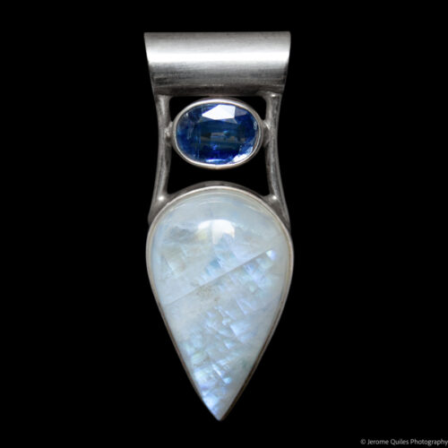 Moonstone Kyanite Silver Pendant