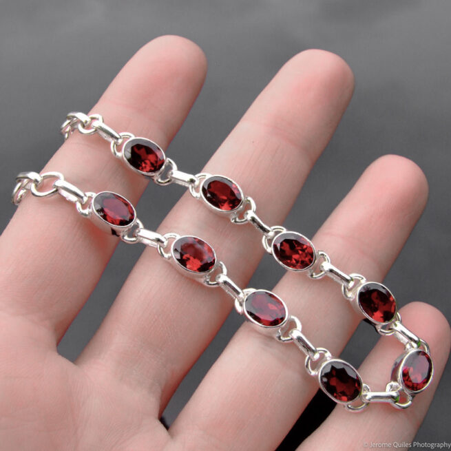 Bracelet Argent Sterling Grenat Rouge – Image 3