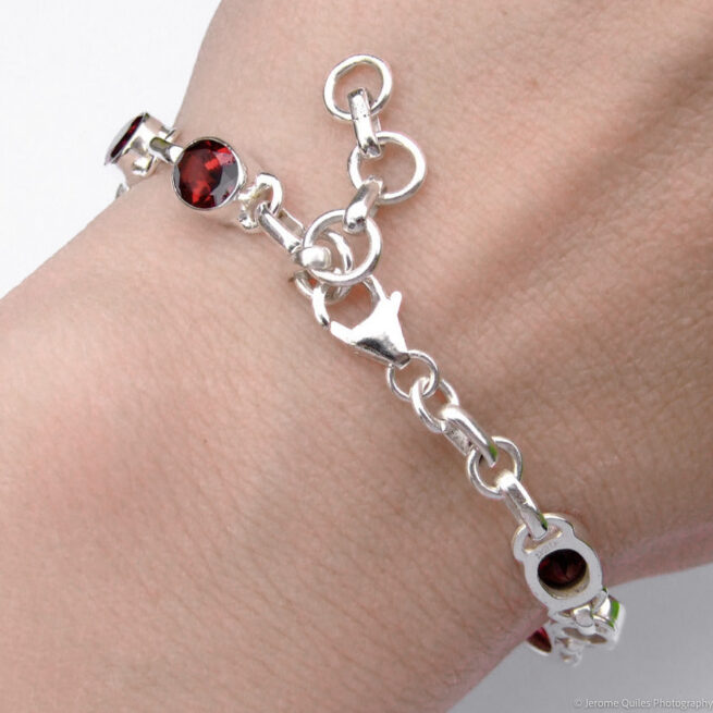 Bracelet Argent Sterling Grenat Rouge – Image 2