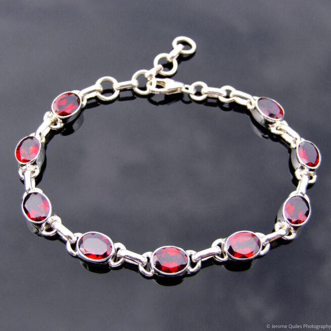 Bracelet Argent Sterling Grenat Rouge – Image 4