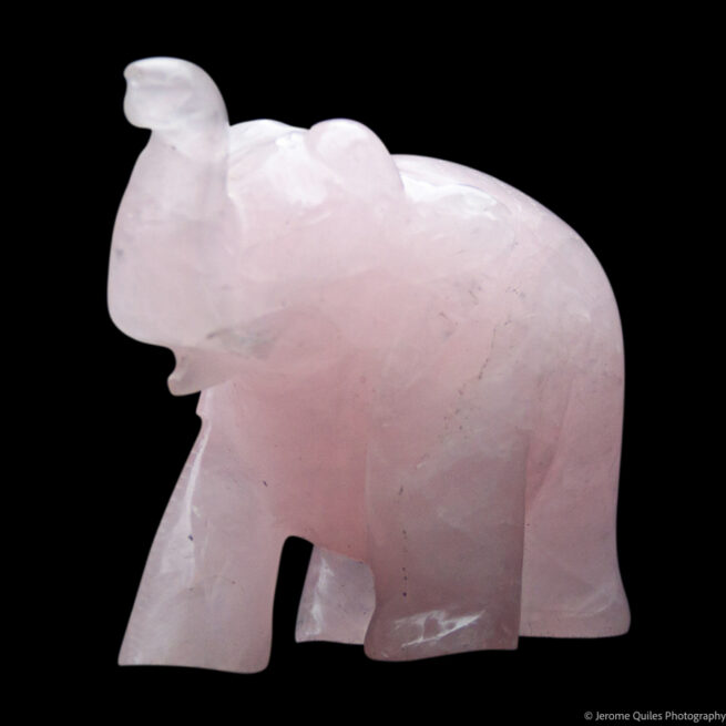 Rose Quartz Elephant Carving - Image 2