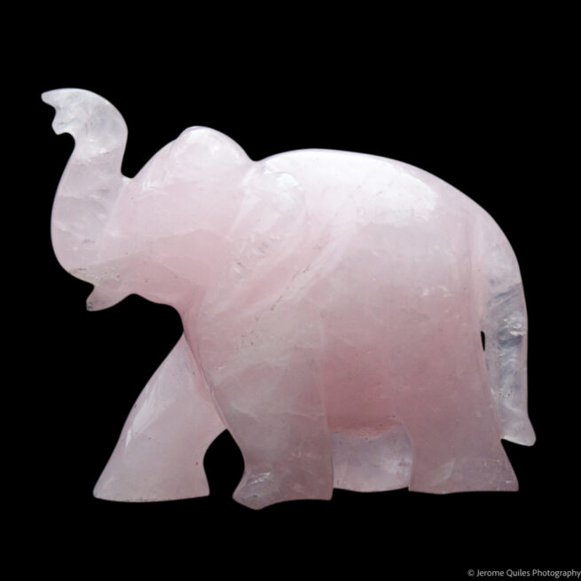Rose Quartz Elephant Carving - Image 3