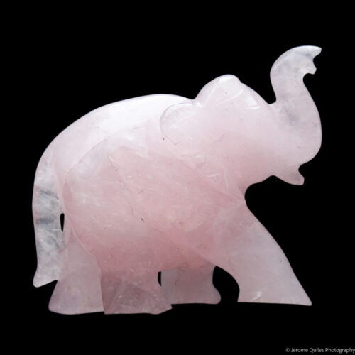 Rose Quartz Elephant Carving