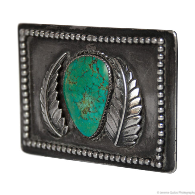 Vintage Green Turquoise Belt Buckle - Image 3