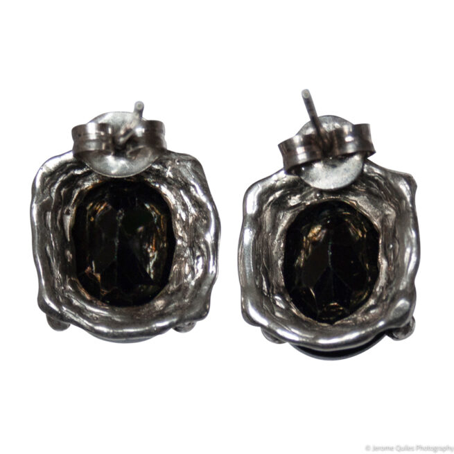 Boucles d'Oreilles Argent Spinelle Noire – Image 4
