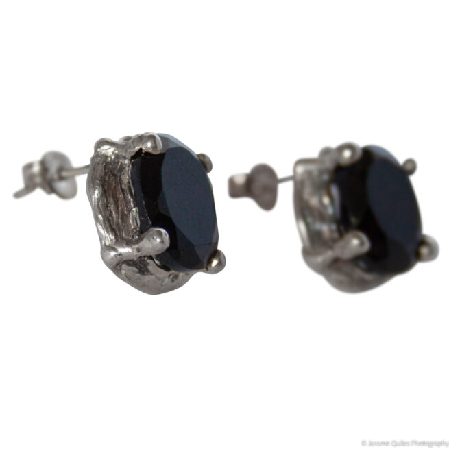 Boucles d'Oreilles Argent Spinelle Noire – Image 5