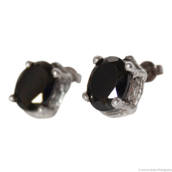 Boucles d'Oreilles Argent Spinelle Noire – Image 6