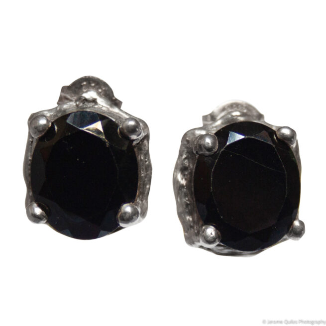 Black Spinel Silver Earrings