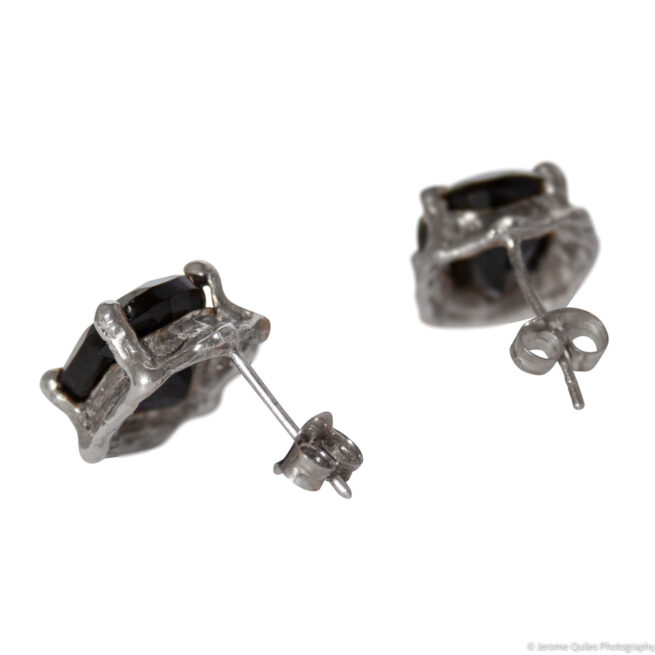 Boucles d'Oreilles Argent Spinelle Noire – Image 7