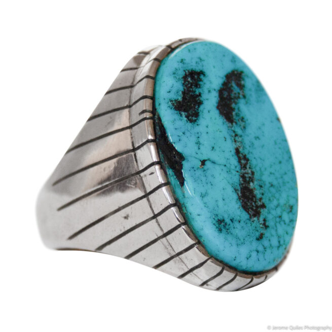 Gold Sterling Silver Navajo Turquoise Ring Size 10 - Yourgreatfinds