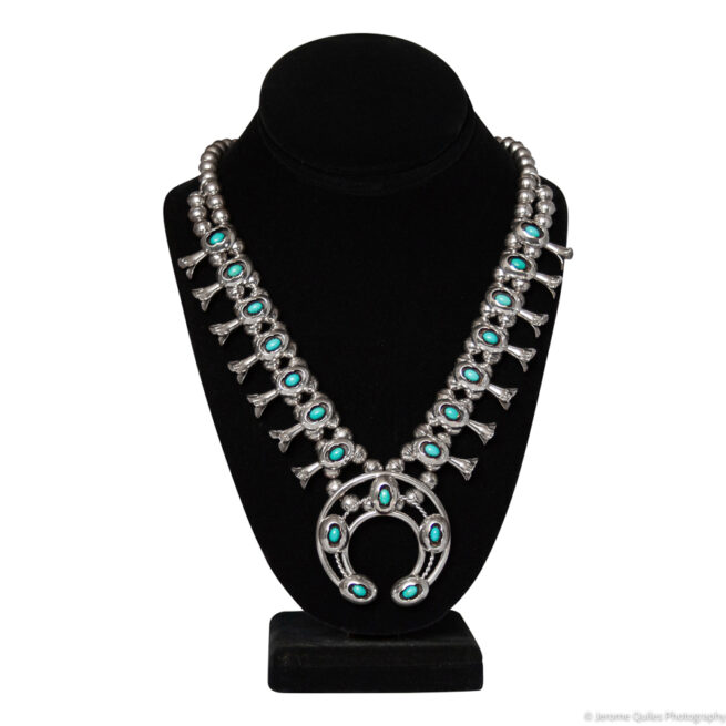 Collier Navajo Fleur de Courge Argent Turquoise – Image 3