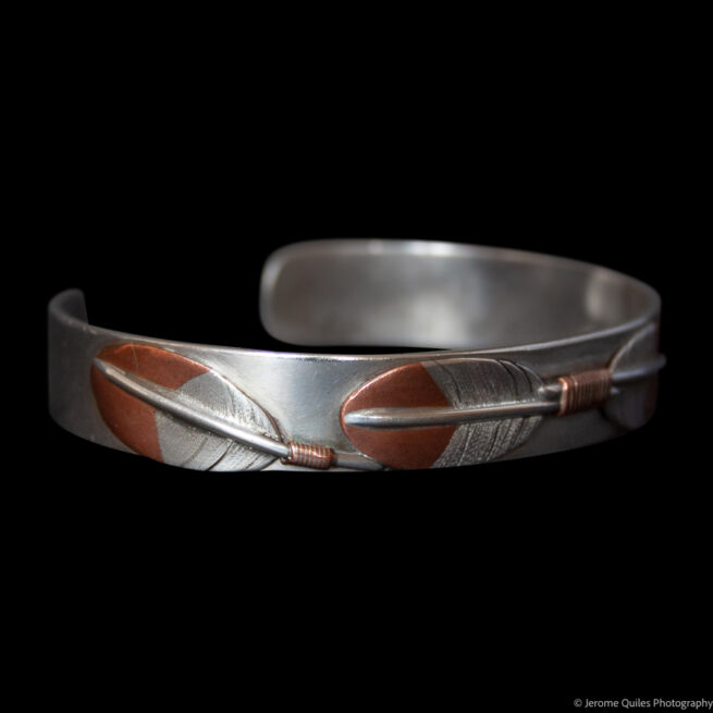 Silver Copper Feather Bracelet - Image 2