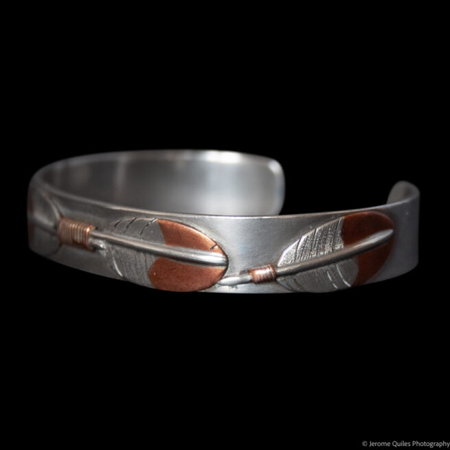 Silver Copper Feather Bracelet - Image 3