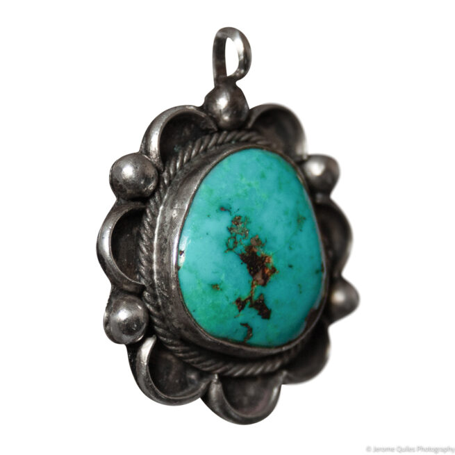 Silver Crown Turquoise Pendant - Image 2