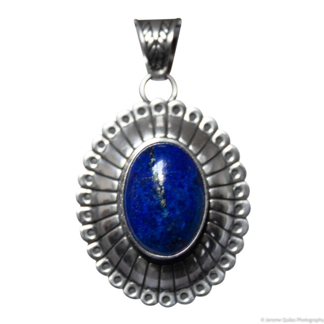 Silver Lapis Navajo Pendant