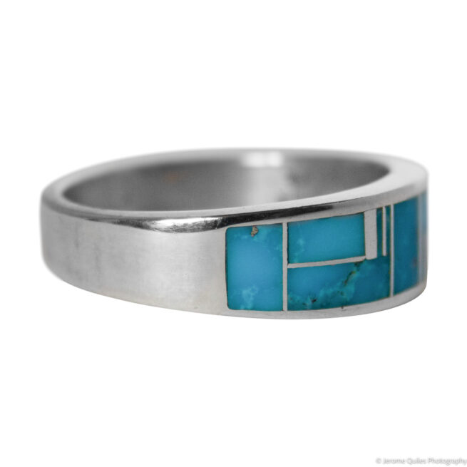 Thick Zuni Inlay Turquoise Ring - Image 2