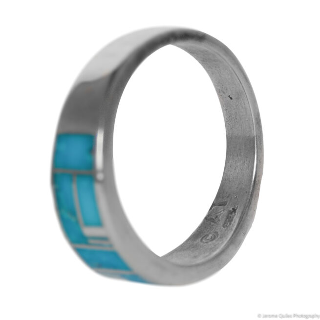 Thick Zuni Inlay Turquoise Ring - Image 5