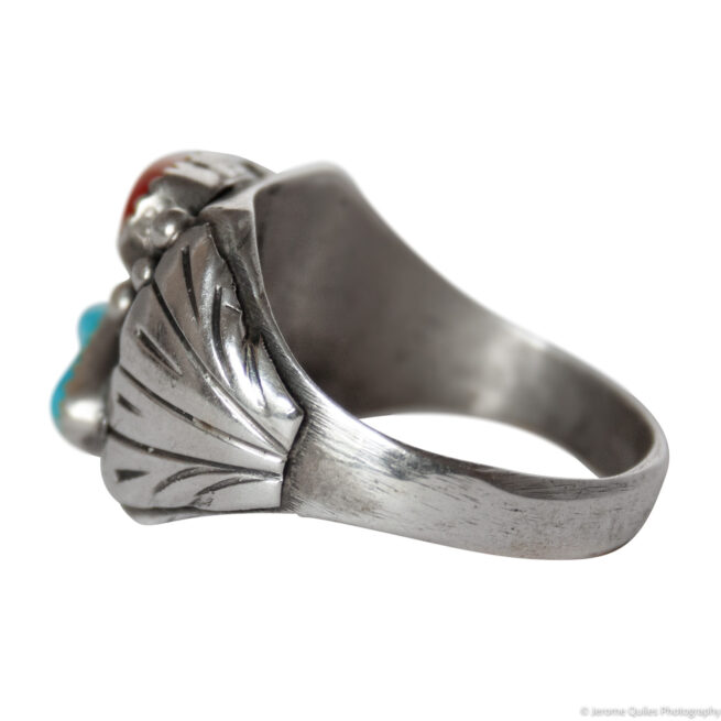Turquoise Coral Silver Ring - Image 5