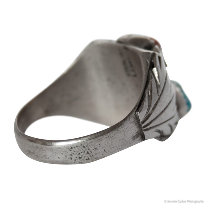 Turquoise Coral Silver Ring - Image 4