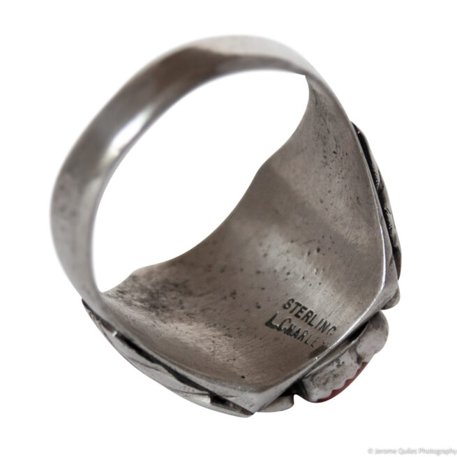 Turquoise Coral Silver Ring - Image 6