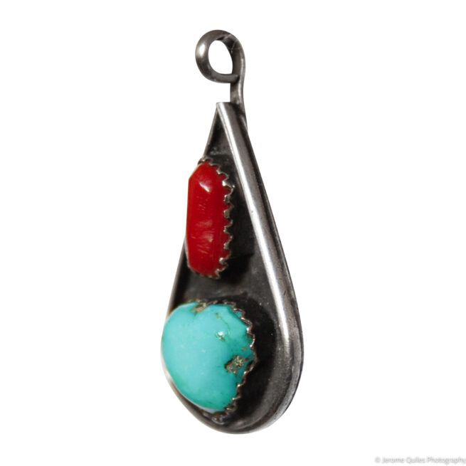 Turquoise Coral Teardrop Pendant - Image 3