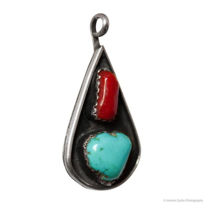 Turquoise Coral Teardrop Pendant - Image 2