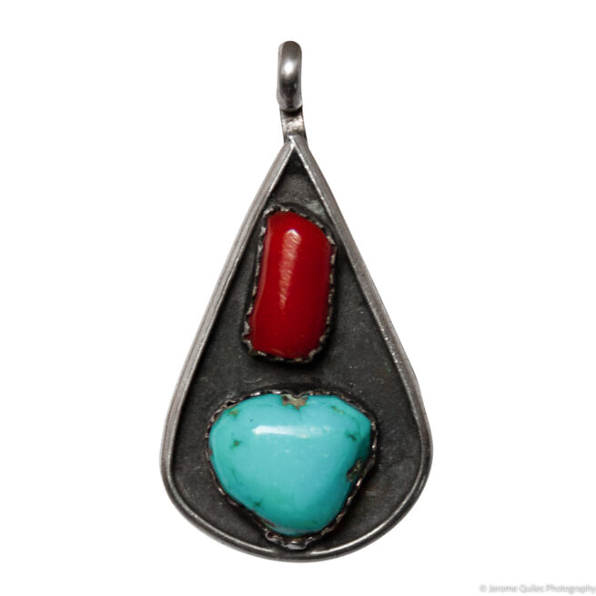 Turquoise Coral Teardrop Pendant