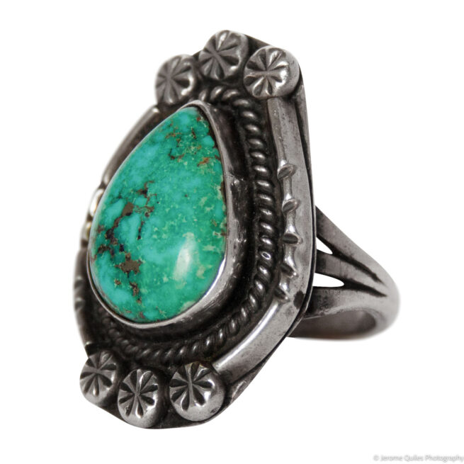Turquoise Silver Navajo Ring - Image 3