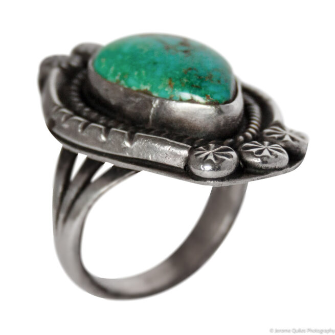 Turquoise Silver Navajo Ring - Image 4