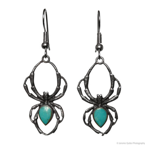 Turquoise Spider Zuni Earrings