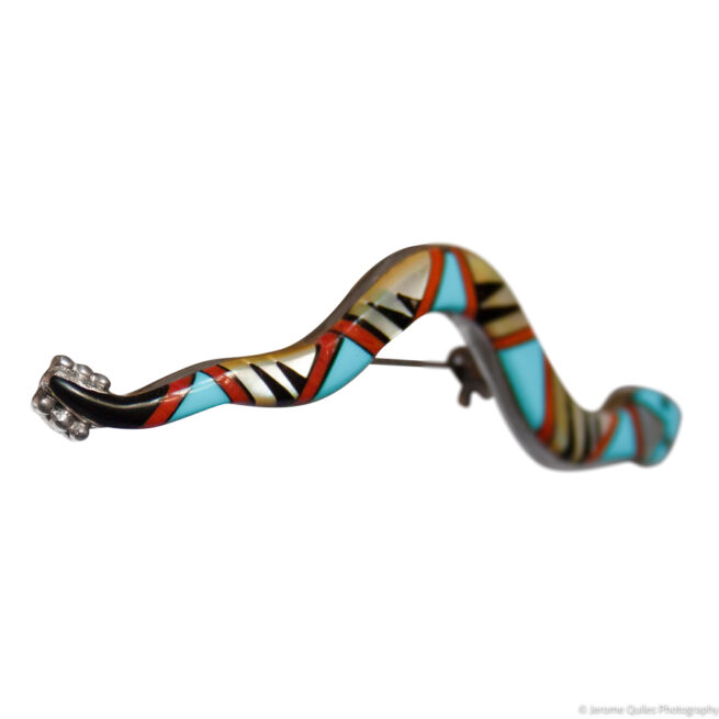 Zuni Inlay Snake Pin Pendant - Image 2