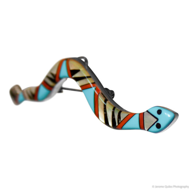 Zuni Inlay Snake Pin Pendant - Image 3