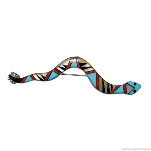 Zuni Inlay Snake Pin Pendant