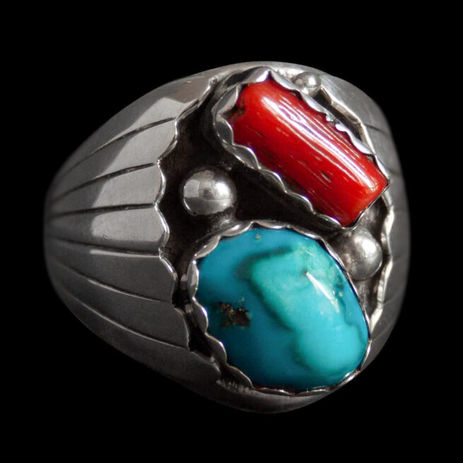 Chevalière Navajo Bleu Rouge – Image 2