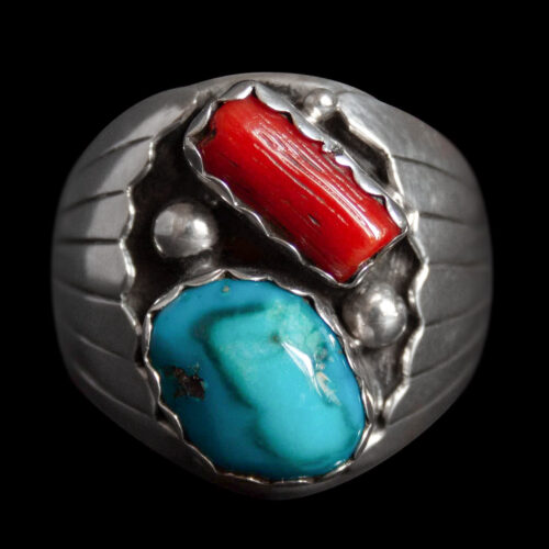 Blue Red Navajo Signet Ring