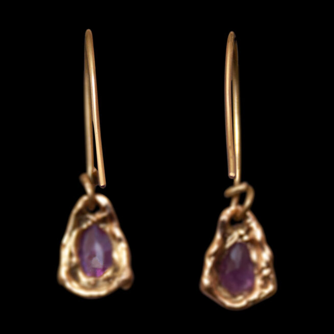 18K Gold Ruby Drop Earrings - Image 5