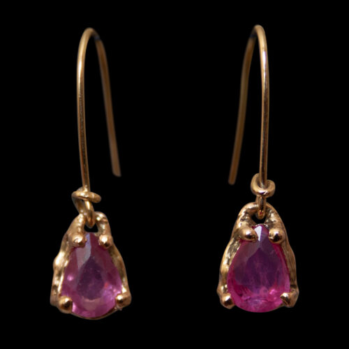 18K Gold Ruby Drop Earrings