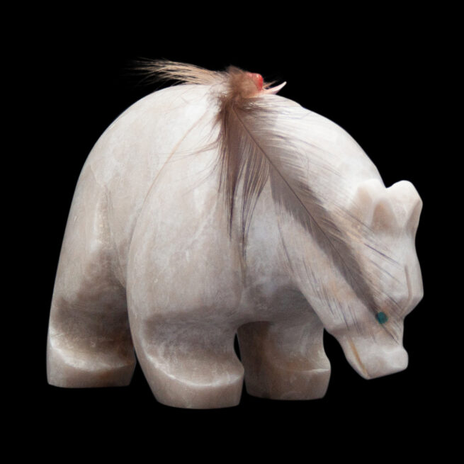 Sculpture Ours Albâtre Plumes – Image 2