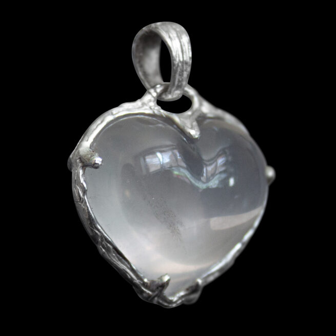 Clear Quartz Heart Silver Pendant - Image 3
