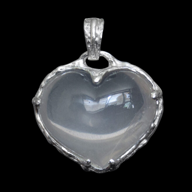Clear Quartz Heart Silver Pendant