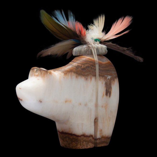 Feather Marble Bear Carving - Image 3