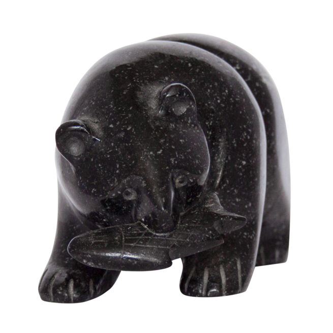 Sculpture Inuit Ours Noir – Image 3