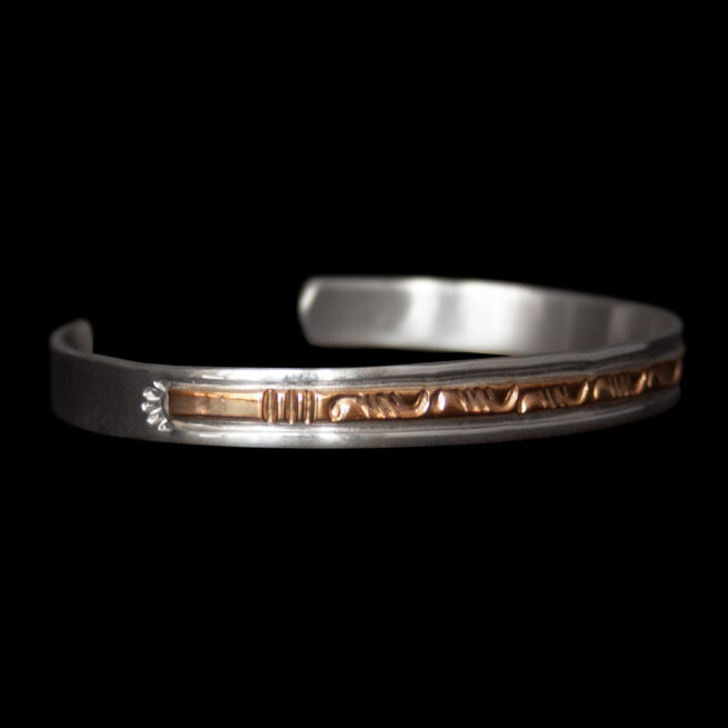 Slim Gold Silver Navajo Bracelet - Image 2
