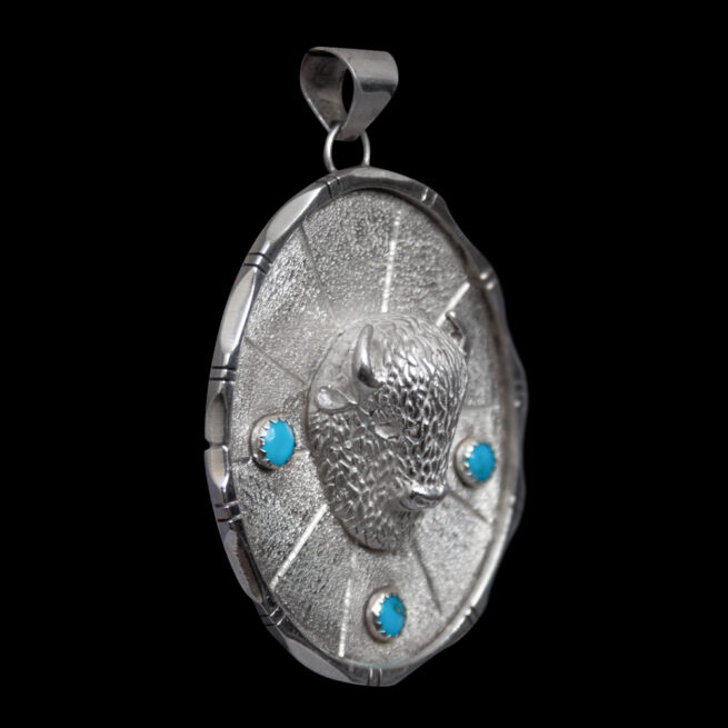 Pendentif Bison Turquoise Argent – Image 2