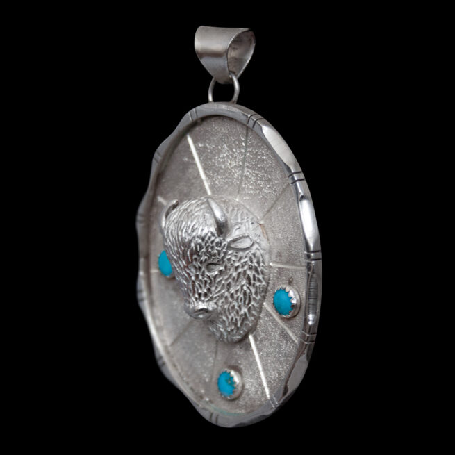 Pendentif Bison Turquoise Argent – Image 3