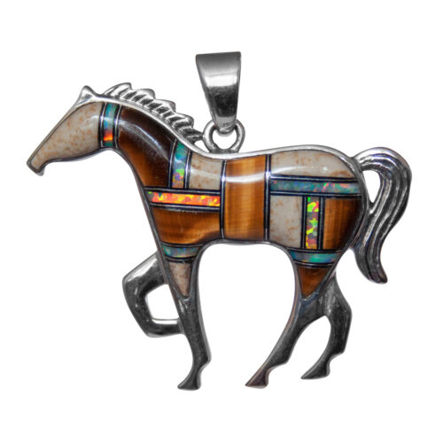 Zuni Inlay Horse Pendant