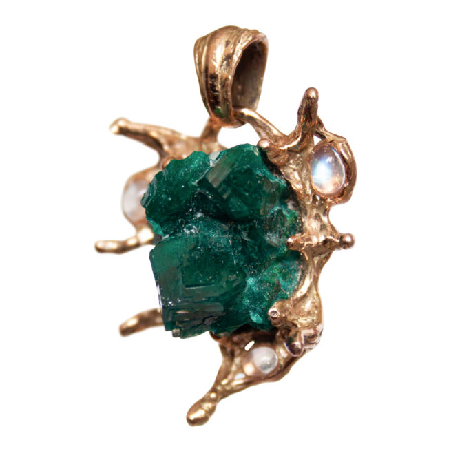 Pendentif Or 18K Dioptase Pierre de Lune – Image 4