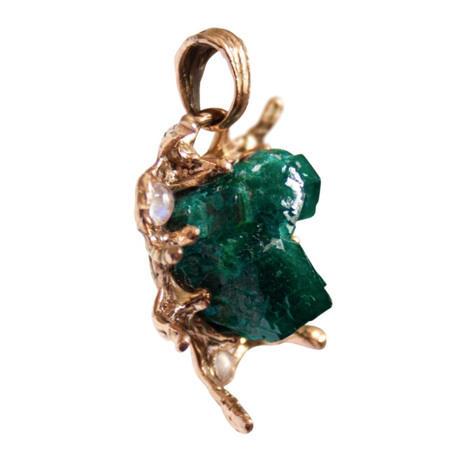 Pendentif Or 18K Dioptase Pierre de Lune – Image 3